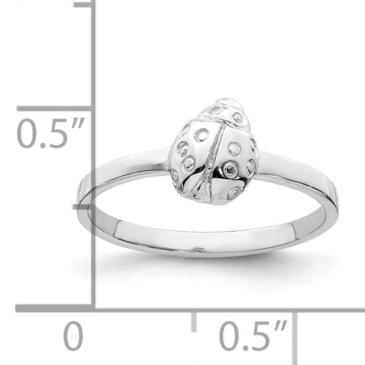 Rhodium Over Sterling Silver Polished Ladybug Children's Ring