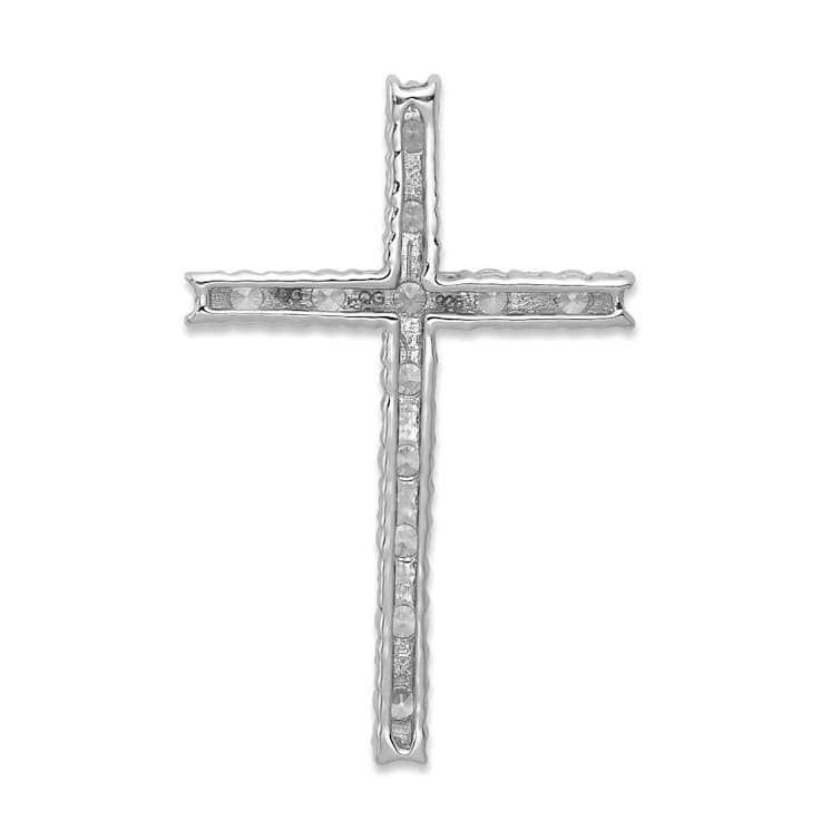 Rhodium Over 14k White Gold Diamond Latin Cross Pendant