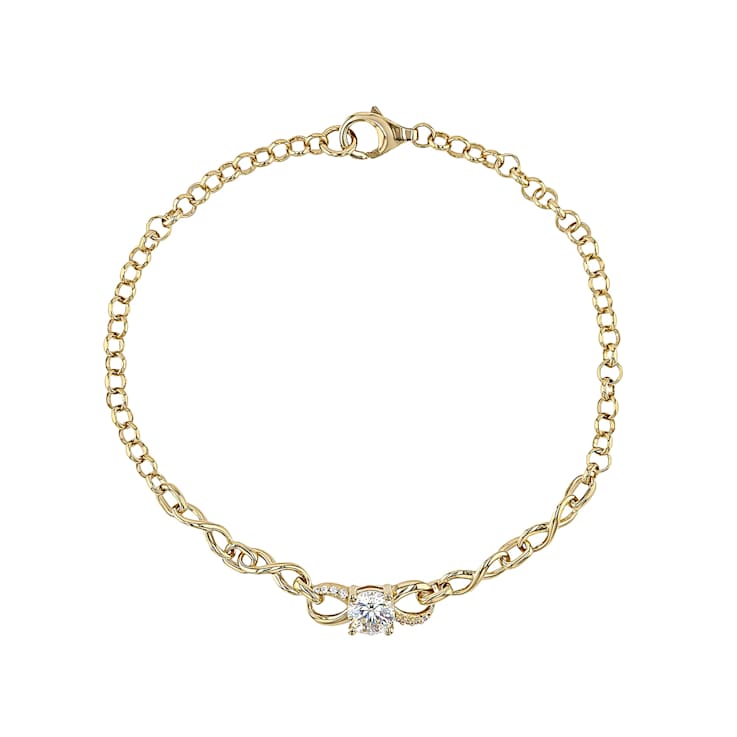 Diamond Simulant White Zircon Station Link Bracelet In 18K Gold Over
Sterling Silver 1.31ctw