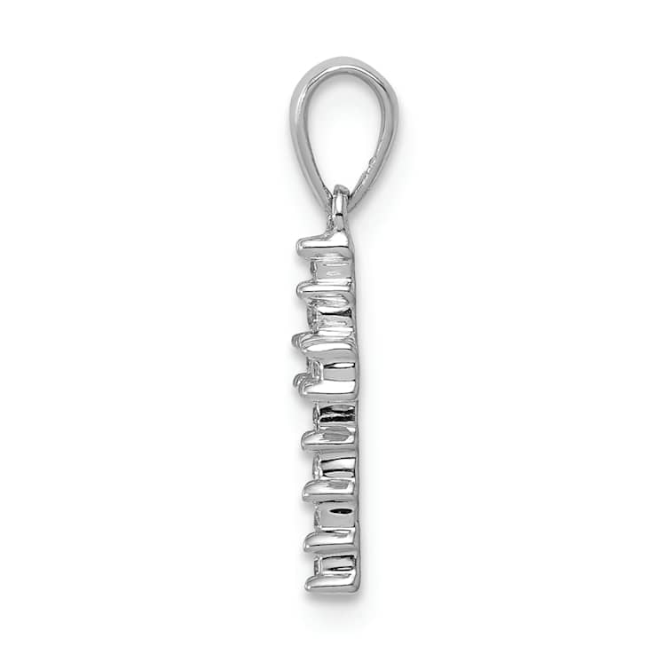 Rhodium Over 10k White Gold Accent Diamond Latin Cross Pendant