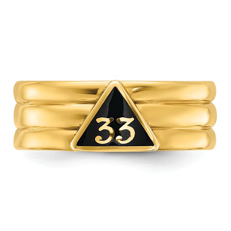 10K Yellow Gold Men's Polished with Black Enamel 33rd Degree Masonic Ring