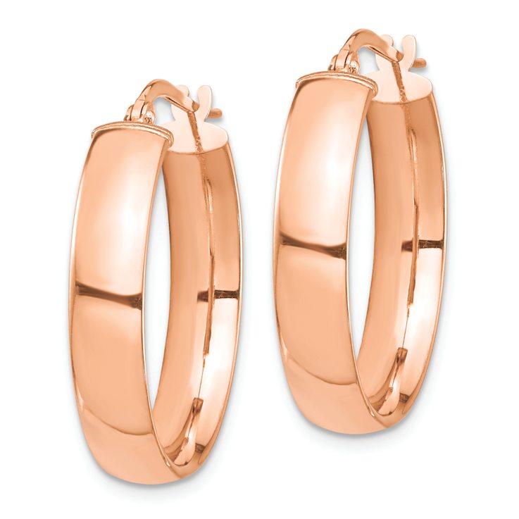 14k Rose Gold High Polished 1" Hoop Earrings