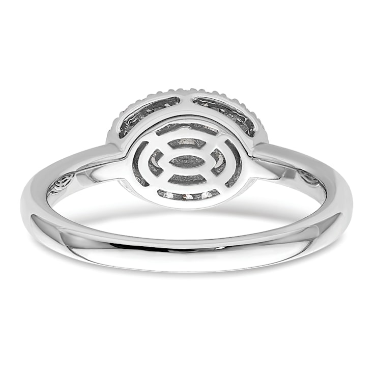 Rhodium Over 14K White Gold Diamond Oval Halo Cluster Engagement Ring 0.30ctw