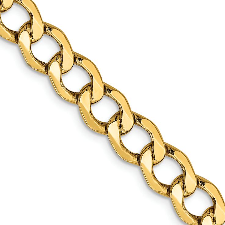 14k Yellow Gold 6.5mm Curb Link 24 Inch Chain