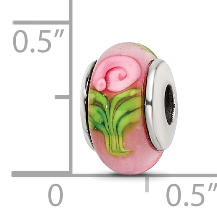 Sterling Silver Pink Hand-blown Glass Bead