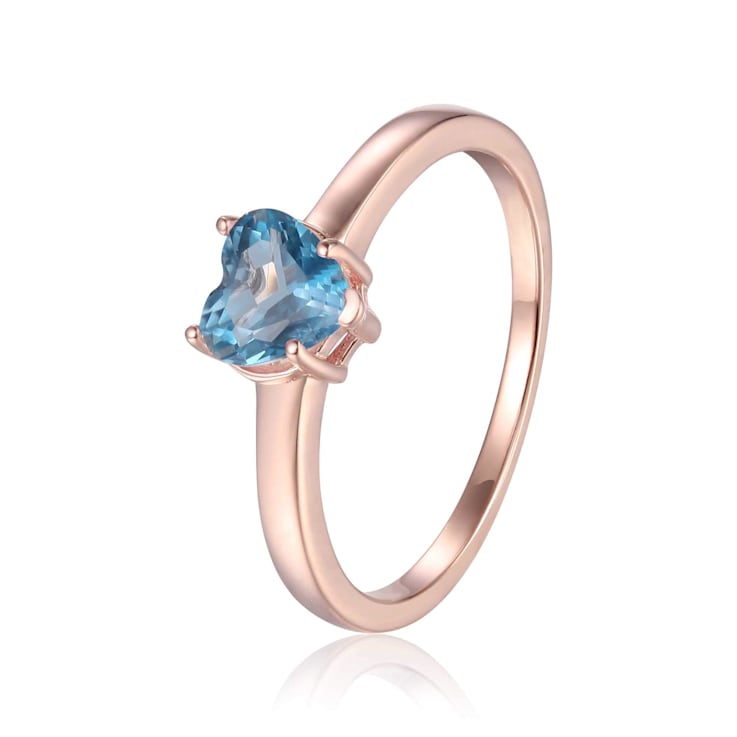 London Blue Topaz Heart Shape 14K Rose Gold Over Sterling Silver
Solitaire Ring