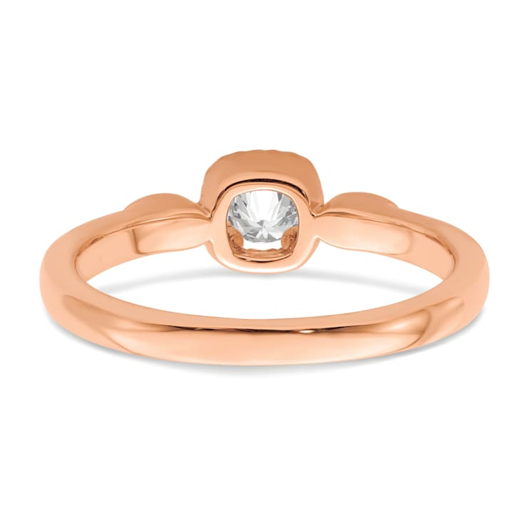 14K Rose Gold Petite Rope Edge Round Diamond Ring 0.24ctw