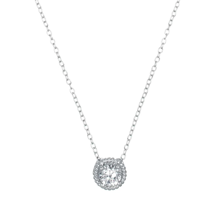 CZ Solitaire Pendant In Sterling Silver