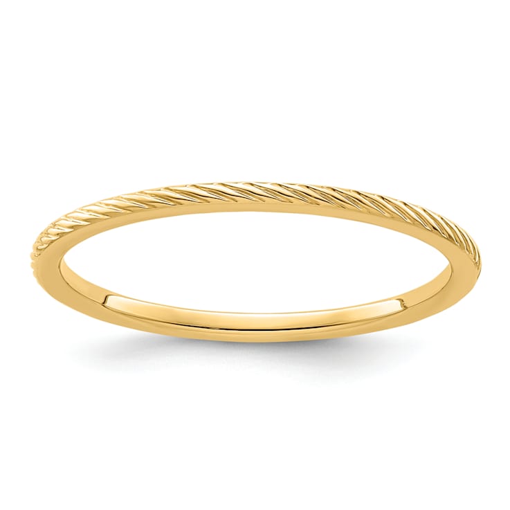 10K Yellow Gold 1.2mm Twisted Wire Pattern Stackable Expressions Band