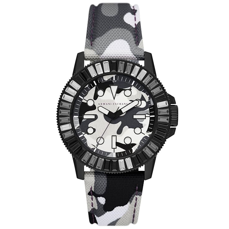 Armani Exchange Men's Classic White Dial, Two-tone Fabric Watch