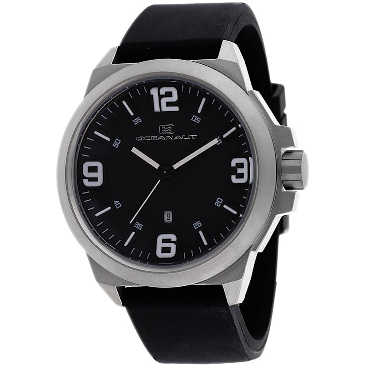 Oceanaut Men's Armada Black Dial, White Bezel, Black Rubber Strap Watch