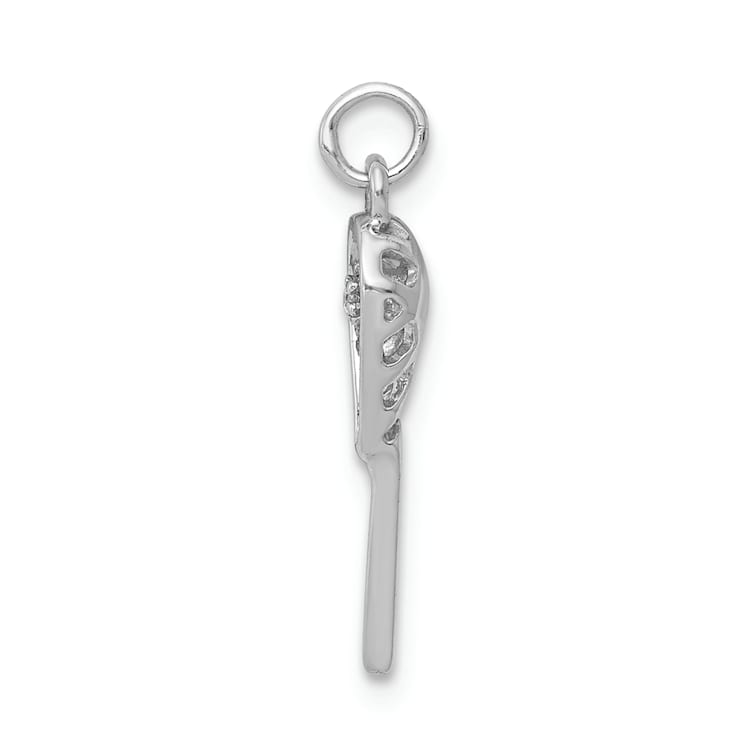 Rhodium Over 14k White Gold Textured Diamond Lacrosse Stick Pendant