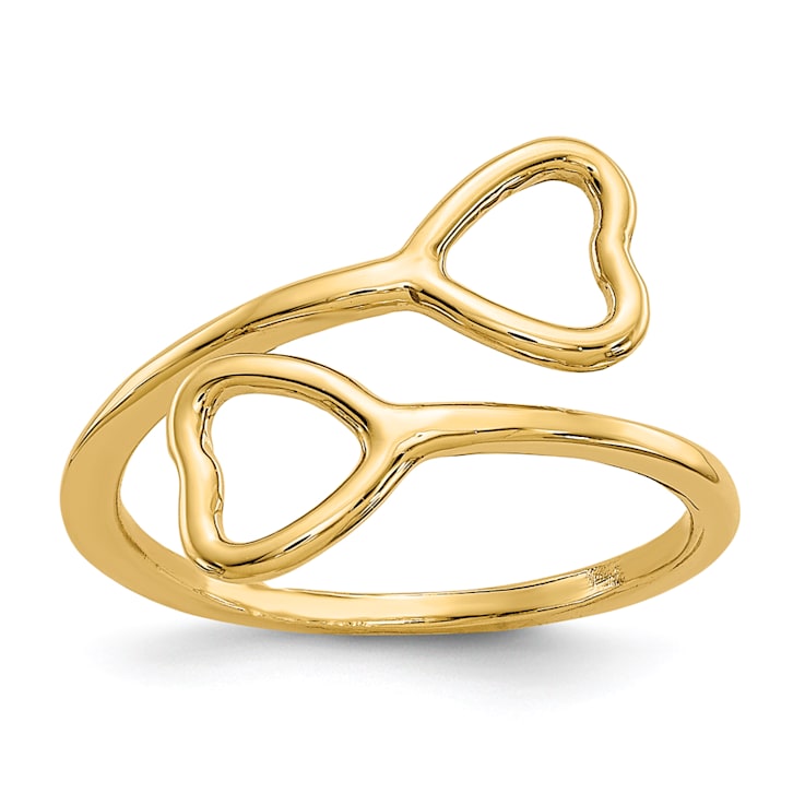 14K Yellow Gold Double Heart Toe Ring