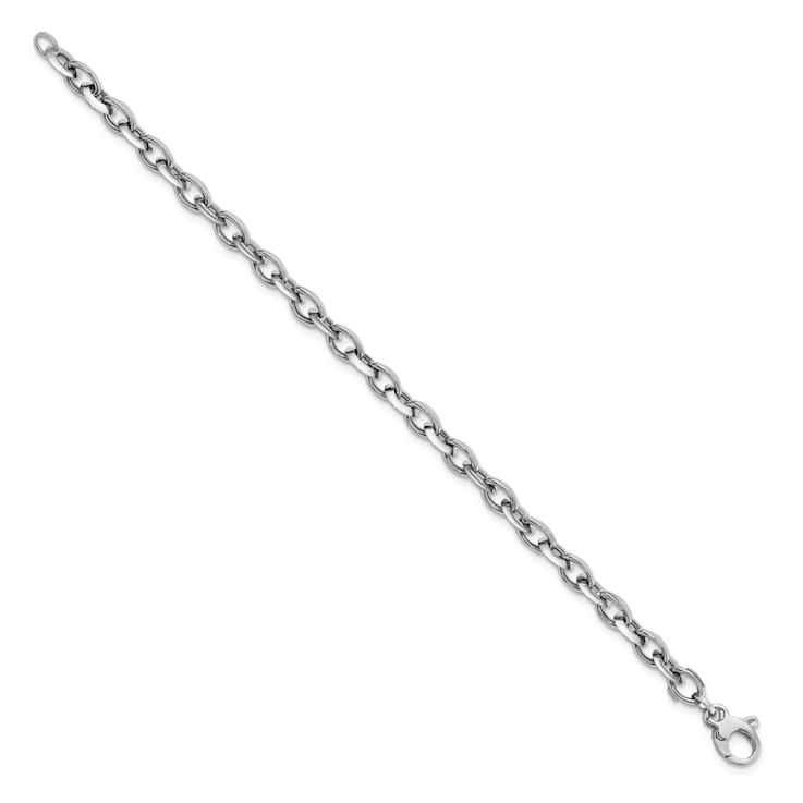Rhodium Over 14k White Gold 7mm Polished Fancy Link Bracelet