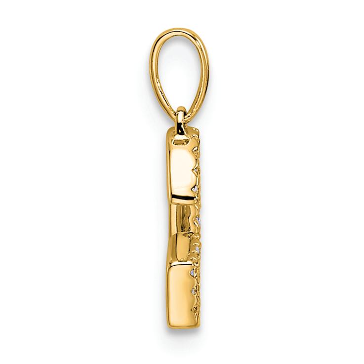 14k Yellow Gold Diamond Letter G Initial Pendant