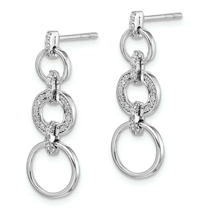 Rhodium Over 14K White Gold Lab Grown Diamond Fancy Dangle Earrings