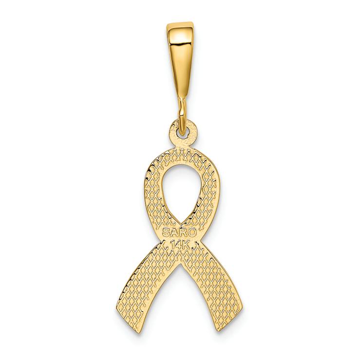 14k Yellow Gold Textured Awareness Pendant