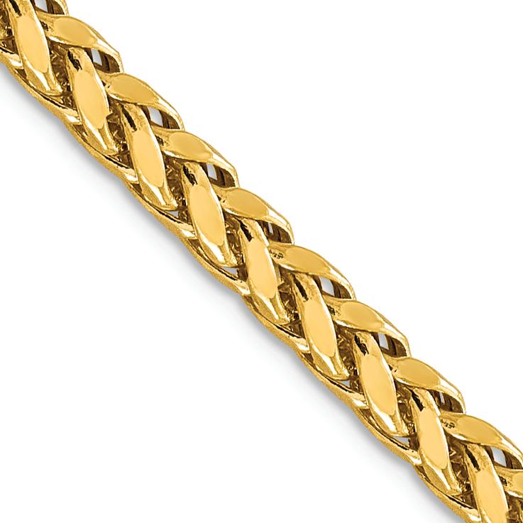 14k Yellow Gold 5mm Diamond-Cut Wheat Link 20 Inch Chain
