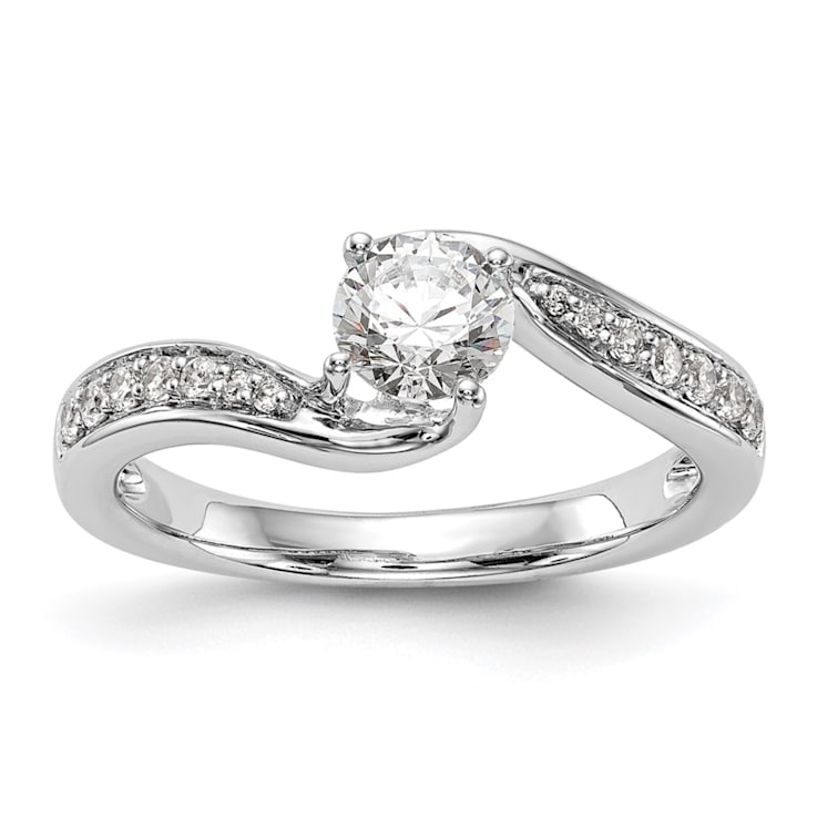 Rhodium Over 14K White Gold Lab Grown Diamond By-Pass Complete
Engagement Ring 0.656ctw