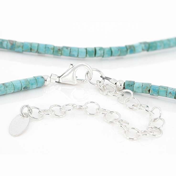 Blue Turquoise Heshi Beaded Necklace In Sterling Silver
