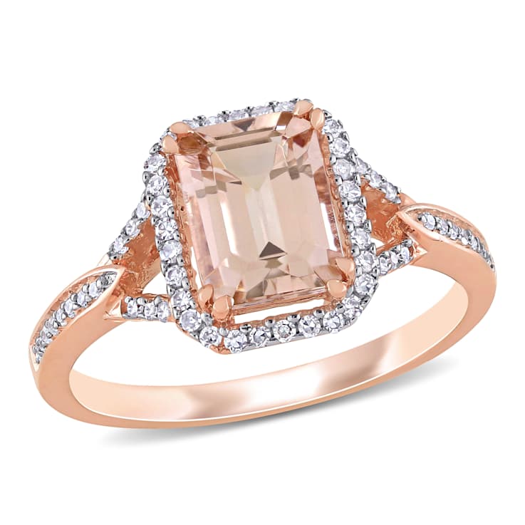 Morganite and Diamond 14K Rose Gold Ring 1.75ctw