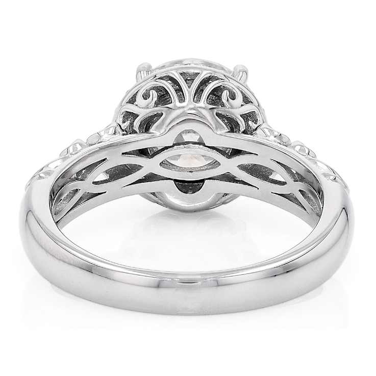 Sparkling Moissanite Halo Ring In Platinum-Enhanced Sterling Silver