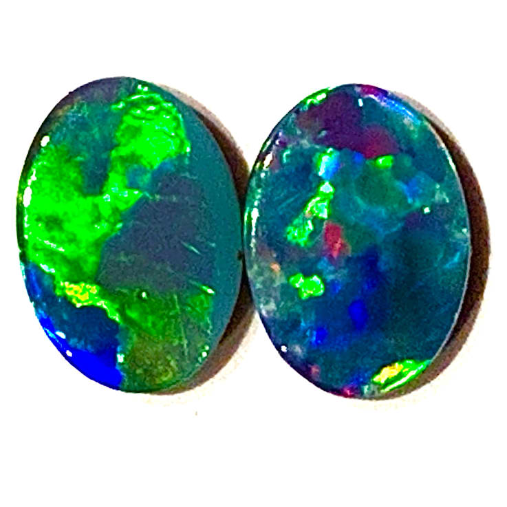 Opal on Ironstone 7x5mm Oval Doublet Set of 2 0.89ctw