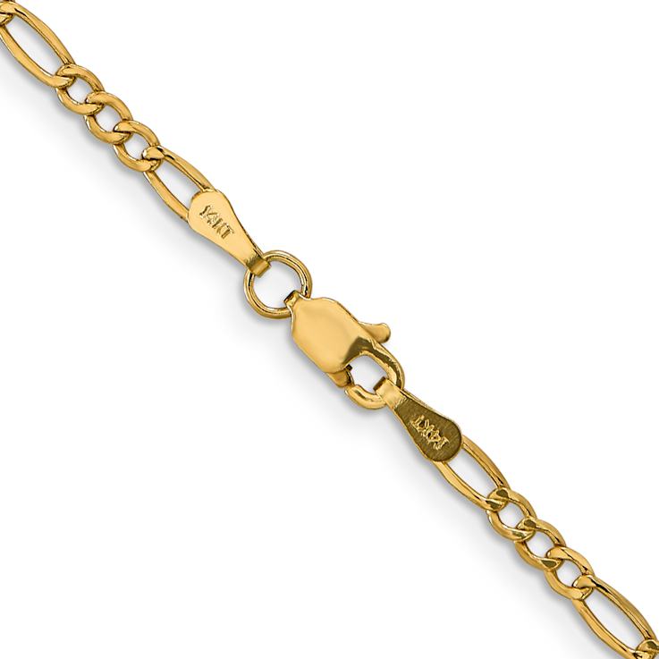 14k Yellow Gold 2.5mm Figaro Link 26 Inch Chain