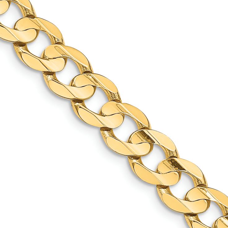 14k Yellow Gold 8.5mm Solid Open Concave Curb 20 Inch Chain