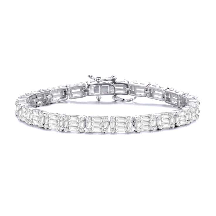 CZ Cluster Tennis Bracelet In Sterling Silver