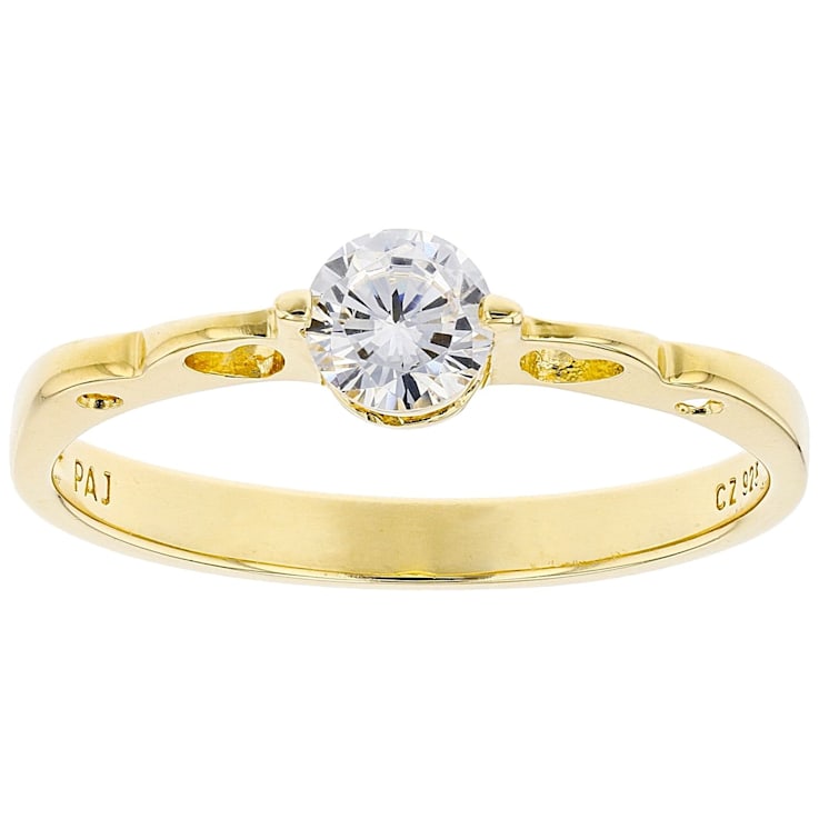 White Cubic Zirconia 18K Yellow Gold Over Sterling Silver Promise Ring 0.55ctw
