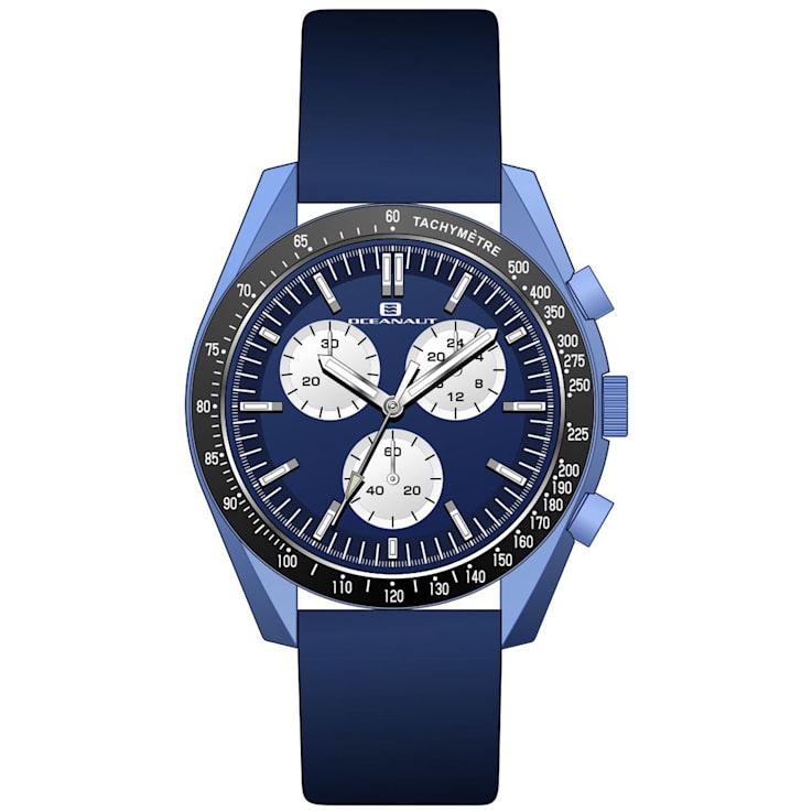 Oceanaut Men's Orbit Blue Dial, Blue Leather Strap Watch