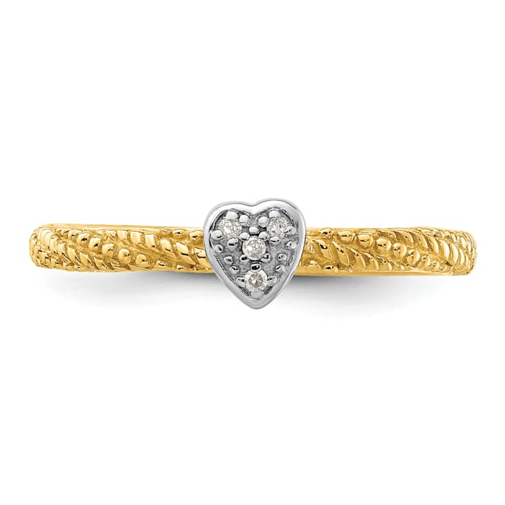 14K Yellow Gold Over Sterling Silver Diamond Stackable Expressions Heart
Ring 0.02ctw