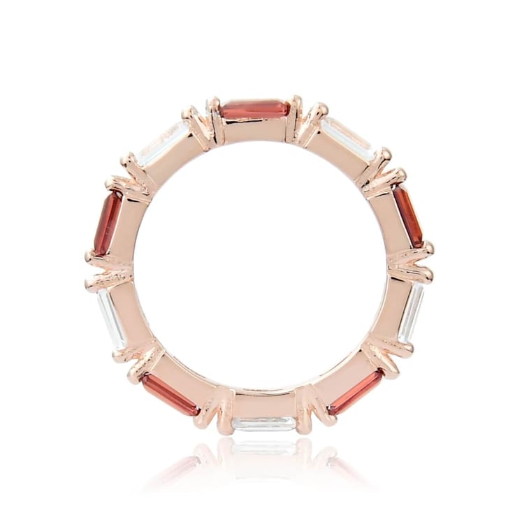 Baguette Garnet and White Topaz 14K Rose Gold Over Sterling Silver
Eternity Band Ring