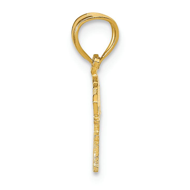 14k Yellow Gold Textured Born To Win Pendant