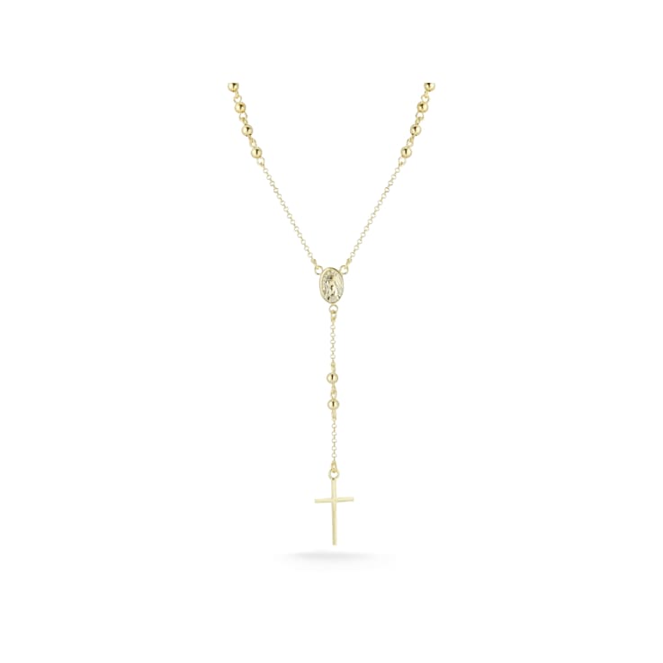 Sterling Statements 14K Yellow Gold Over Sterling Silver Beaded Rosary Y Necklace