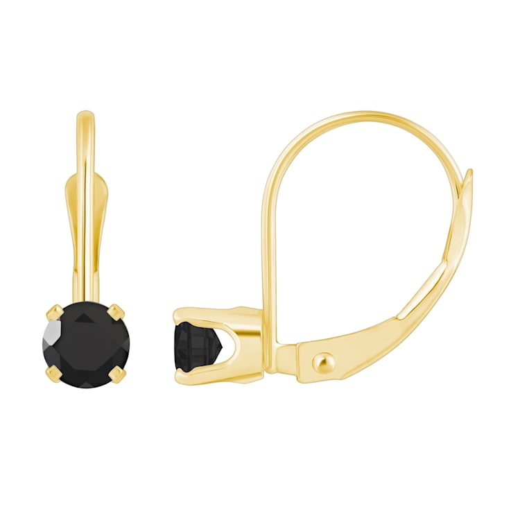 4mm Round Black Onyx 14k Yellow Gold Drop Earrings