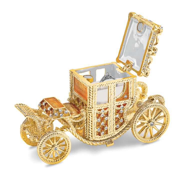 IMPERIAL Golden Carriage with Ring Pad Trinket Box