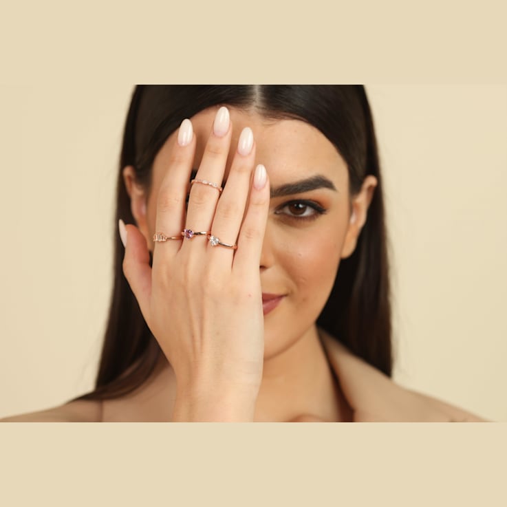 White Topaz 14K Rose Gold Over Sterling Silver 5-Stone Ring