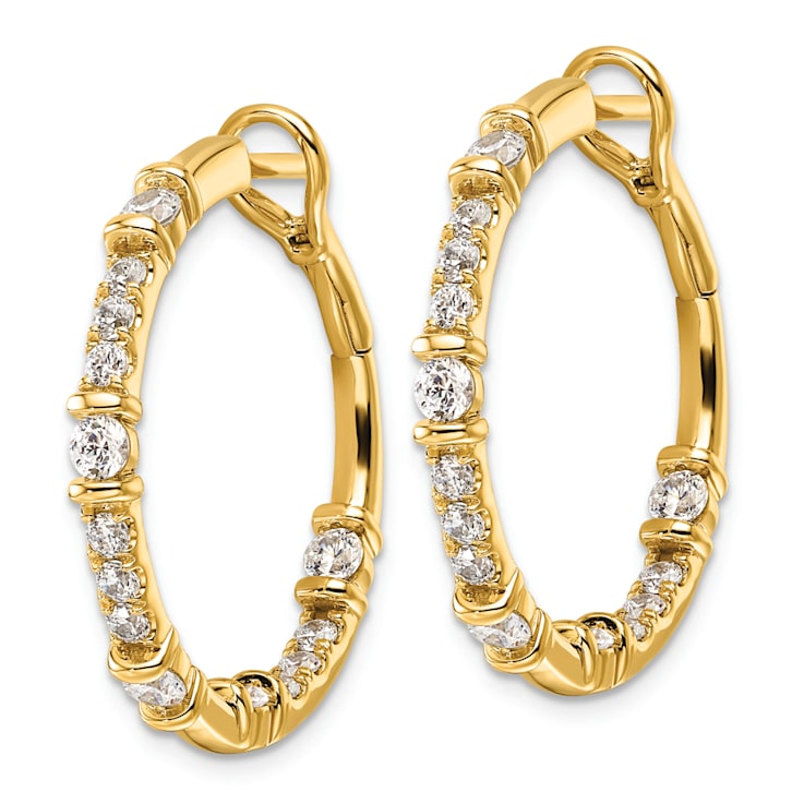 14K Yellow Gold Lab Grown Diamond SI1/SI2, G H I, In and Out Hoop Earrings