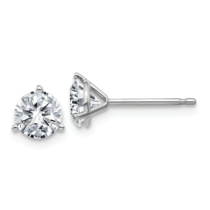 Rhodium Over 14K White Gold 1ct. 5.0mm Round D E F Pure Light Moissanite Earrings