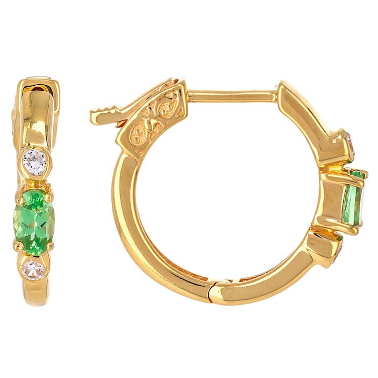 Mint Tsavorite And White Zircon Huggie Earrings In 18K Gold Over
Sterling Silver 0.61ctw