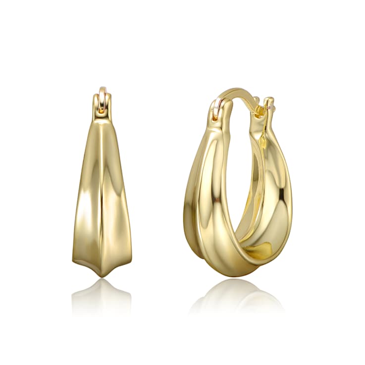 Sculptural Oblong Hoop Earrings In 14K Gold Over Brass