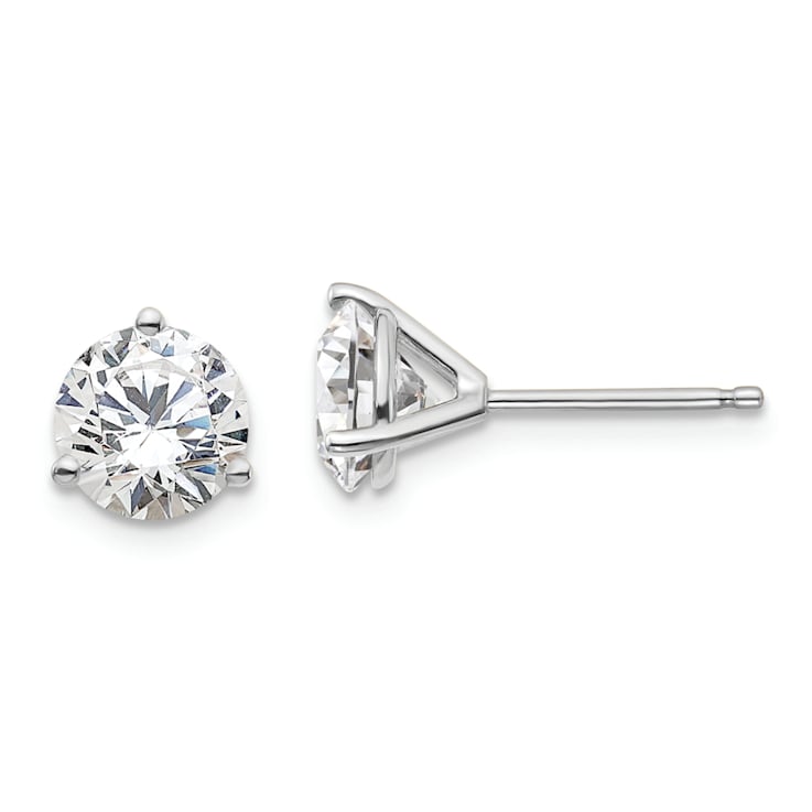 Rhodium Over 14K Gold Lab Grown Diamond 1 1/2ct. VS/SI GH+, 3 Prong Stud Earrings