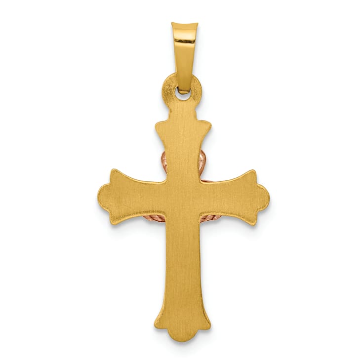 14K Yellow and Rose Gold Claddagh Cross Pendant