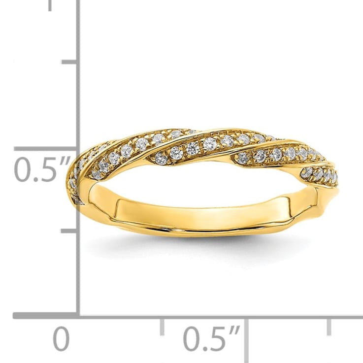 14K Yellow Gold Twisted Diamond Wedding Band 0.2ctw