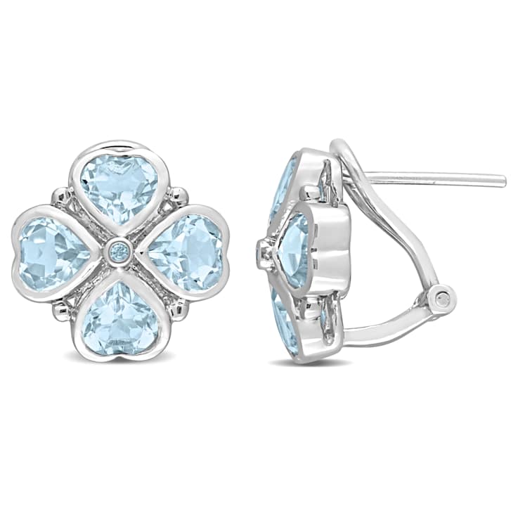4.40ctw Sky Blue Topaz Floral Earrings in Sterling Silver