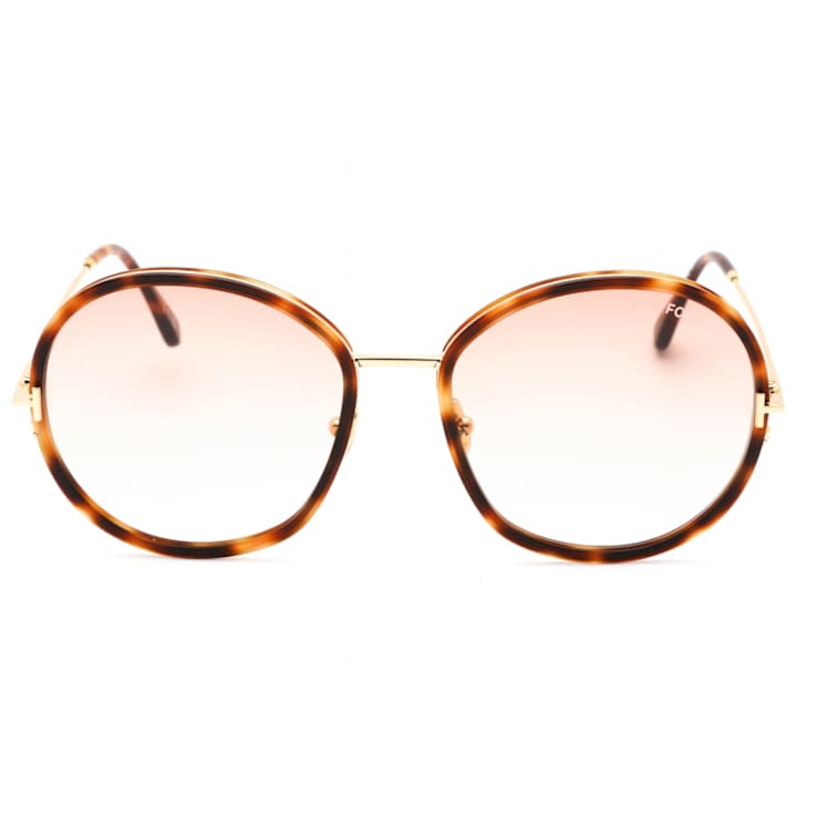 Tom Ford Blonde Havana Round Frame / Gradient Bordeaux Lenses Sunglasses