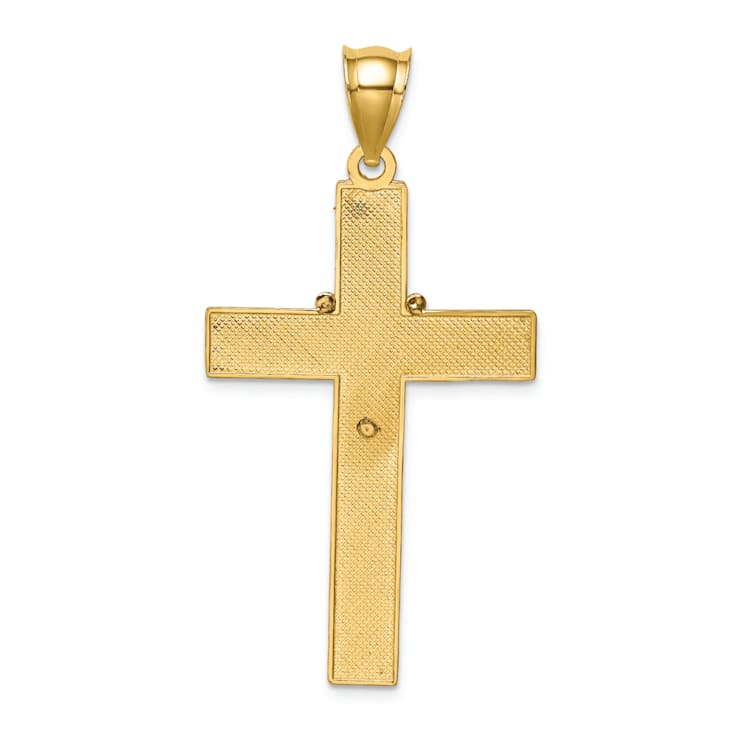 14K Yellow Gold with White Rhodium Cross with Rosary Pendant