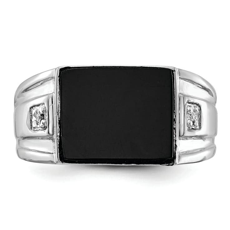 Rhodium Over 10K White Gold AA Diamond men's ring